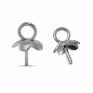 Roestvrij stalen (RVS) Stainless steel onderdelen eindkapjes voor kralen Silver