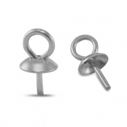 Roestvrij stalen (RVS) Stainless steel onderdelen eindkapjes voor kralen Silver