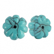 Natuursteen kralen calciet bloem Turquois