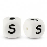 Letterkralen van siliconen S White-black