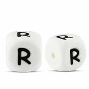 Letterkralen van siliconen R White-black