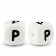 Letterkralen van siliconen P White-black