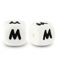Letterkralen van siliconen M White-black