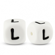 Letterkralen van siliconen L White-black