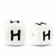 Letterkralen van siliconen H White-black