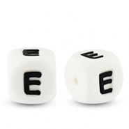 Letterkralen van siliconen E White-black