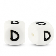 Letterkralen van siliconen D White-black