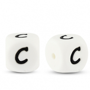 Letterkralen van siliconen C White-black