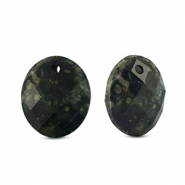 Natuursteen bedels glas ovaal Black-grey