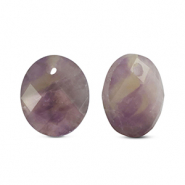 Natuursteen bedels amethist ovaal Purple-yellow