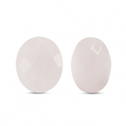 Natuursteen bedels rozenkwarts ovaal Light pink