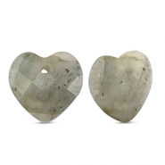Natuursteen bedels glas hart Light gray