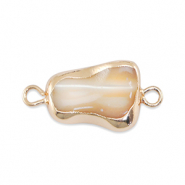 Zoetwaterparels tussenstuk asymmetric Gold-taupe