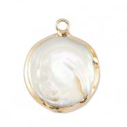 BQ Zoetwaterparels bedel rond Gold-Natural white