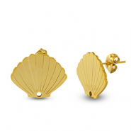Roestvrij stalen (RVS) Stainless steel oorbellen schelp Gold