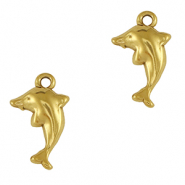 Roestvrij stalen (RVS) Stainless steel bedel dolfijn Gold