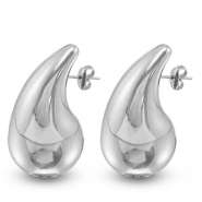 Roestvrij stalen (RVS) Stainless steel oorbellen / oorstekers druppel Silver
