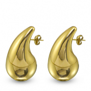 Roestvrij stalen (RVS) Stainless steel oorbellen / oorstekers druppel Gold