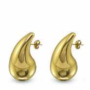 Roestvrij stalen (RVS) Stainless steel oorbellen / oorstekers druppel Gold