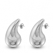 Roestvrij stalen (RVS) Stainless steel oorbellen / oorstekers druppel Silver