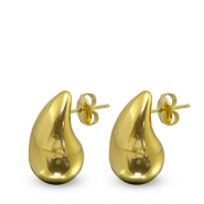 Roestvrij stalen (RVS) Stainless steel oorbellen / oorstekers druppel Gold