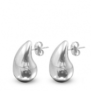 Roestvrij stalen (RVS) Stainless steel oorbellen / oorstekers druppel Silver