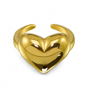 Roestvrij stalen (RVS) Stainless steel ringen hart Gold