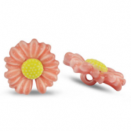 Kralen keramiek bloem Pink-yellow
