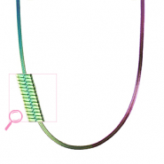 Roestvrij stalen (RVS) Stainless steel kettingen snake Purple green-AB coating