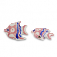 Keramiek kralen vis Vintage pink-royal blue