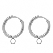 Roestvrij stalen (RVS) Stainless steel oorbellen creolen 17mm Silver