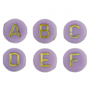 Letterkralen van acryl mix Purple-gold