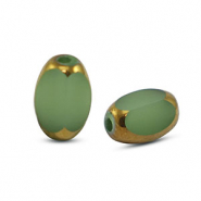Ovale glaskralen facet Green-gold