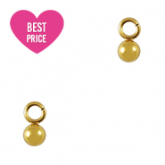 Roestvrij stalen (RVS) Stainless steel bedels bal 3mm Gold
