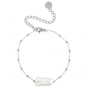 Roestvrij stalen (RVS) Stainless steel armbanden parels Silver