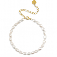 Roestvrij stalen (RVS) Stainless steel armbanden parels Gold