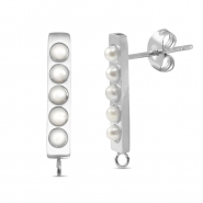 Roestvrij stalen (RVS) Stainless steel oorbellen / oorstekers parels met oogje Silver