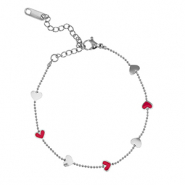 Roestvrij stalen (RVS) Stainless steel armbanden hartjes Silver