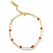 Roestvrij stalen (RVS) Stainless steel armbanden hartjes Gold