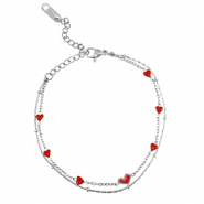 Roestvrij stalen (RVS) Stainless steel armbanden hartjes Silver