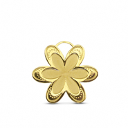 Roestvrij stalen (RVS) Stainless steel bedels bloem Gold