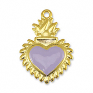 Bedels DQ metaal hart Lilac-Goud (nikkelvrij)