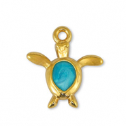 Bedels DQ metaal schildpad Pearl Turquoise-Goud (nikkelvrij)