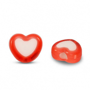 Acryl kralen hart Red-white
