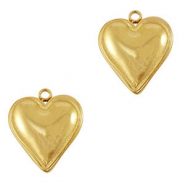 Roestvrij stalen (RVS) Stainless steel bedels hart Gold