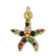 Brass TQ metaal bedels zeester Gold-multicolor