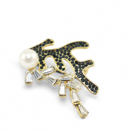 Broches zeewier Dark blue-gold