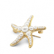 Broches zeester met parels Gold
