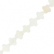 Schelp kralen klaver Off white