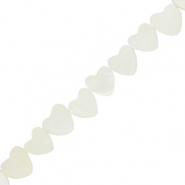 Schelp kralen hart Off white